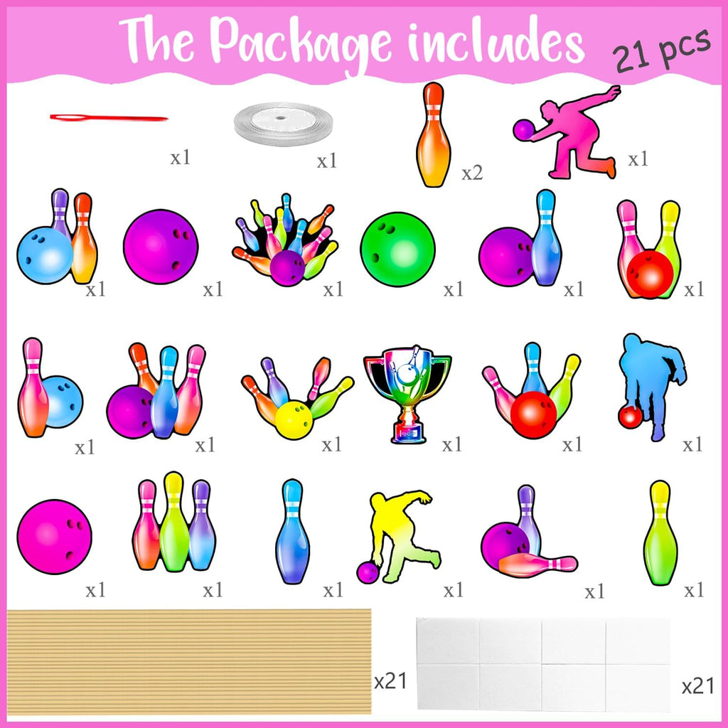 Bowling Centerpiece Sticks 21PCS Bowling Party Table Centerpieces Colorful Neon Bowling Theme Birthday Party Supplies Sport Bowling Ball Table Decorations for Strike Up Baby Shower Decor
