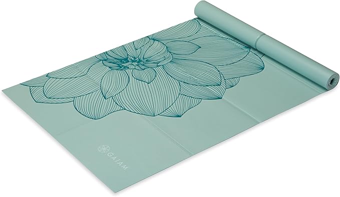 Gaiam Yoga Mat - Folding Travel Fitness & Exercise Mat - Foldable Yoga Mat for All Types of Yoga, Pilates & Floor Workouts (68"L x 24"W x 2mm Thick)-FlexoryFit