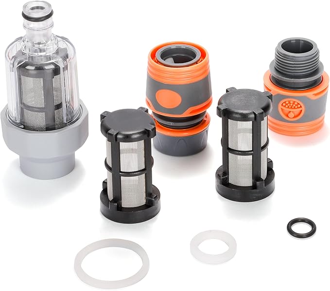 Vertical Garden Hose Filter Kit for High Pressure Washer and Water Spray Gun,Sediment Filter for All 3/4 Inch GHT Thread Garden Hose Quick Connector