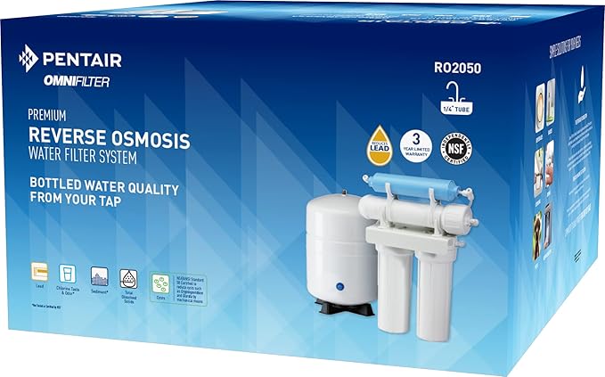 Pentair OMNIFilter RO2050 Reverse Osmosis Water Filter System, Premium Under Sink 4-Stage Filtration System, 15 Gallons per Day Output