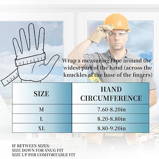 JUMPHIGH Safety Work Gloves, Synthetic Leather Impact-Resistant Heavy Duty Mechanic Gloves, Sensitive Touch Screen, Flexible Grip Gloves for Work (L)-FlexoryFit