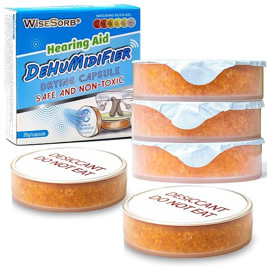 5 Packs 30 Gram Desiccant Canisters, Indicating Silica Gel Capsules, Desiccant Moisture Absorbers for Storage, Food Safe Humidity Absorbers