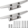SHENGHUISS Boat Cleat 316 Stainless Steel Open Base Boat Dock Cleats with Fasteners, Marine Grade Rope Cleat for Boat, Dock, Deck, Kayak, Yacht, Nautical Decor (4"/5"/6"/8"/10")