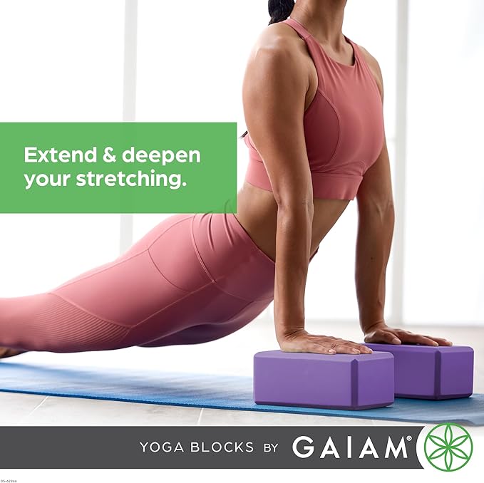 Gaiam Yoga Block - Supportive Latex-Free Eva Foam - Soft Non-Slip Surface with Beveled Edges for Yoga, Pilates, Meditation - Yoga Accessories for Stability, Balance, Deepen Stretches-FlexoryFit