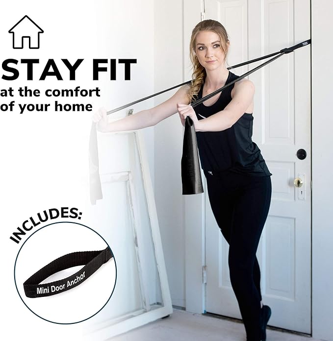 7Ft Long Resistance Bands for Stretching - Resistance Bands Set with Door Anchor - Exercise Bands Including Carry Pouch, E-Book & App - Latex-Free Workout Bands-FlexoryFit