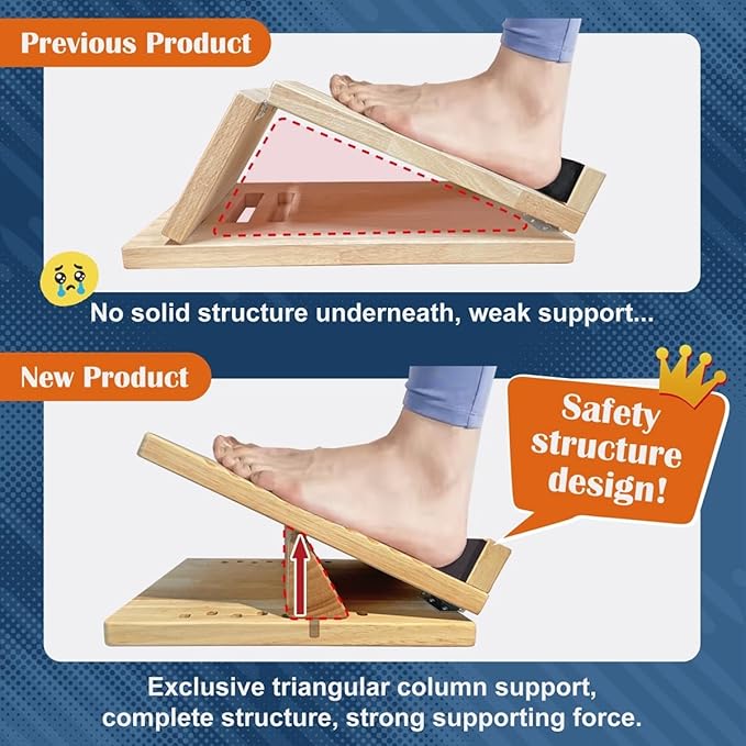 KIJO Studio Professional Wooden Calf Stretcher Slant Board 500 lbs Weight Capacity 16-Angle Adjustable Incline Calf Stretch Slant Board for Calf Stretching Exercise Squat & Physical Therapy Non-Slip-FlexoryFit