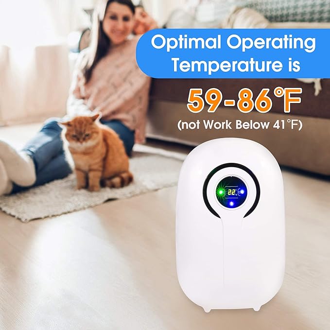 Dehumidifier for Home with LCD Display 37oz(1100ml) Small Ultra Quiet Portable Dehumidifier with Auto Shut-off,Up to 430 Sq.ft for Basements Bedroom Bathroom Garage Wardrobe RV