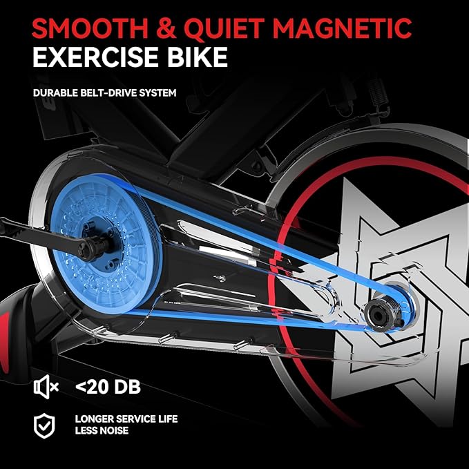 POOBOO Exercise Bike, Stationary Bike for Home Gym, Indoor Cycling Bike w/Comfortable Seat Cushion & Tablet Mount, Silent Belt Drive Indoor Bike for Cardio Workout-FlexoryFit