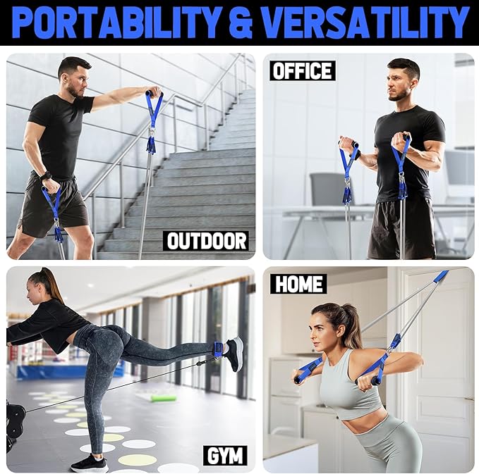 WALITO Resistance Bands Set - Exercise Bands with Handles, Door Anchor, Legs Ankle Straps, for Heavy Resistance Training, Physical Therapy, Muscle Training, Yoga, Home Workouts-FlexoryFit