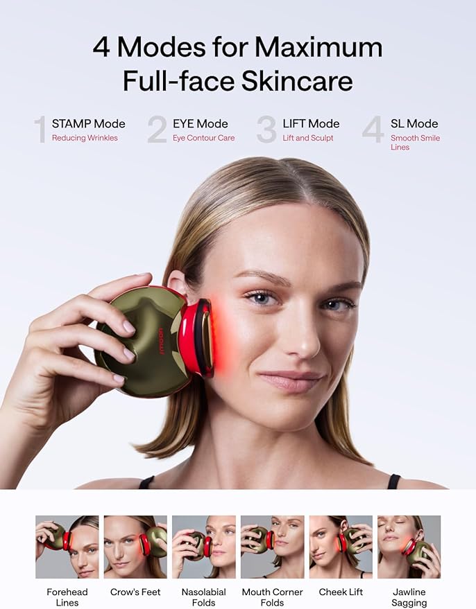 JMOON NouvelleSkin Facial Toning Device, FDA-Cleared Microcurrent Facial Device and Red Light Therapy for Face, 4 Modes & 5 Intensity Levels for Personalized Face Lift & Smoothing. M30U PR-FlexoryFit