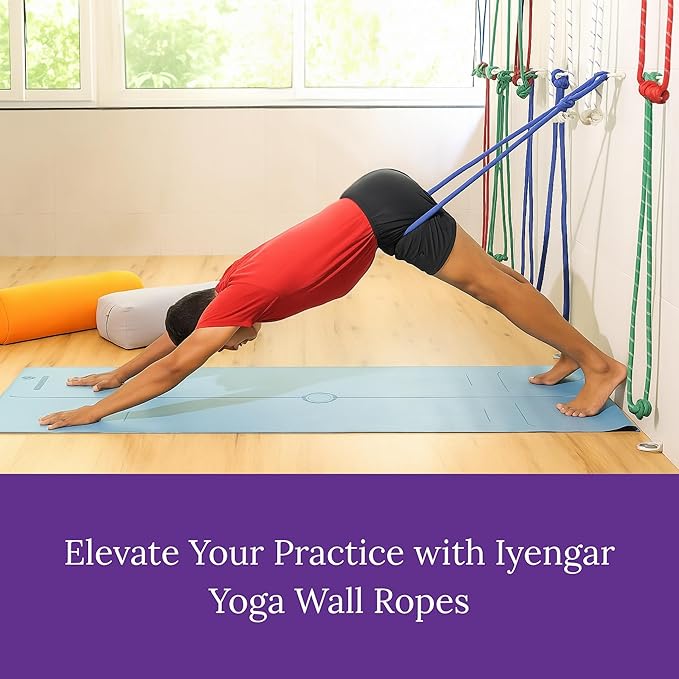 Yogikuti Iyengar Yoga Wall Rope Pair Premium Quality Cotton & Polyester Ropes for Restorative & Anti-Gravity Poses-FlexoryFit