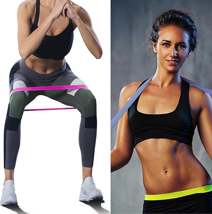 Resistance Bands Legs Hip Stretching Workout Elastic Rubber Loop with Exercise Fitness Guidance Men Women Yoga Pilates Gear Come with Carry Bag-FlexoryFit
