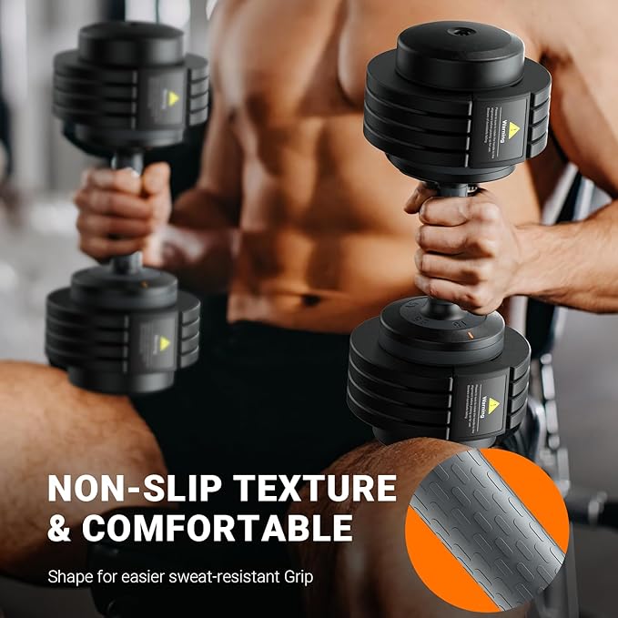 Adjustable Dumbbells Set of 2, 1 Hand Adjustable Weights Dumbbells Set, 5 in 1/10 in 1 Free Dumbbell with Anti-Slip Texture Handle, 25/55/80lb Pair Weight Set For Home Gym Suit both Men and Women-FlexoryFit