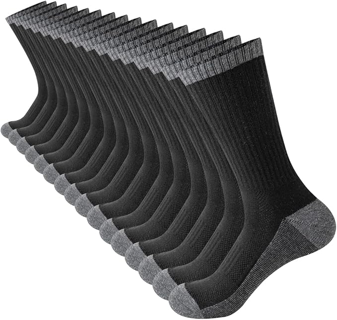 JOYNÉE 8 Pairs Mens Breathable Athletic Crew Socks Arch Support Cushioned Socks for Hiking Sports Running,Sock Size:10-13-FlexoryFit
