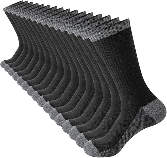 JOYNÉE 8 Pairs Mens Breathable Athletic Crew Socks Arch Support Cushioned Socks for Hiking Sports Running,Sock Size:10-13-FlexoryFit