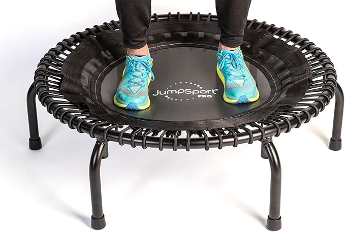 JumpSport 350 PRO Indoor Heavy Duty Fitness Trampoline, 39-inch | 36 Premium EnduroLast 4 Elastic Cords | Customized Bounce with 7 Settings | 300 lb Wt. Rating | 60-Day Free Trial to 350+ Videos-FlexoryFit