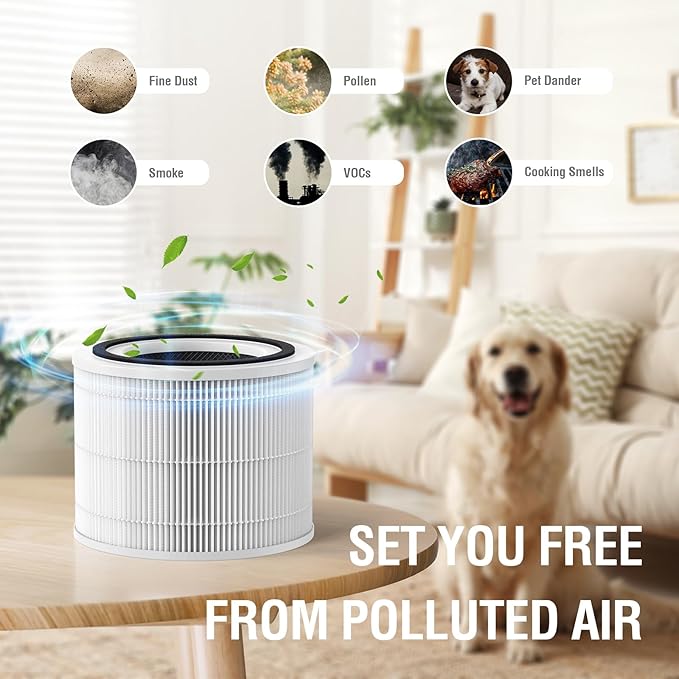 14 True HEPA Replacement Filter, 3-in-1 Filtration System, HP-14 with Activated Carbon Filter, 2-Pack for Puro 240 Air Purifier