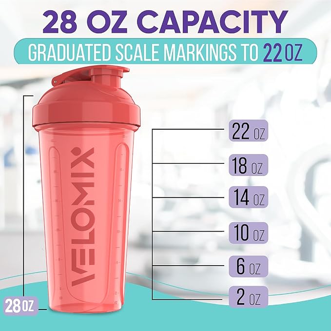 '-2 Pack- 28 oz Protein Shaker Bottles for Protein Mixes - 2x Wire Whisk | Leak Proof Shaker Cups for Protein Shakes | Protein Shaker Bottle Pack (Pink Set)-FlexoryFit