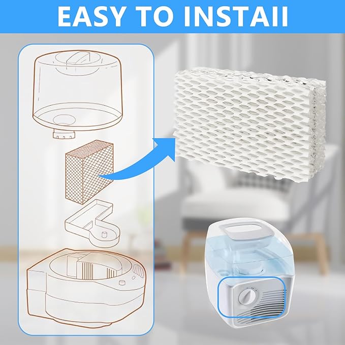 4 Pack Wf813 Eqwf813 Humidifier Filters Compatible with Equate Eqwf813 Eq-2119-Ul, Relion RCM-832 RCM-832N, ProCare PCCM-832N Cool Mist Humidifier Replacement Filter