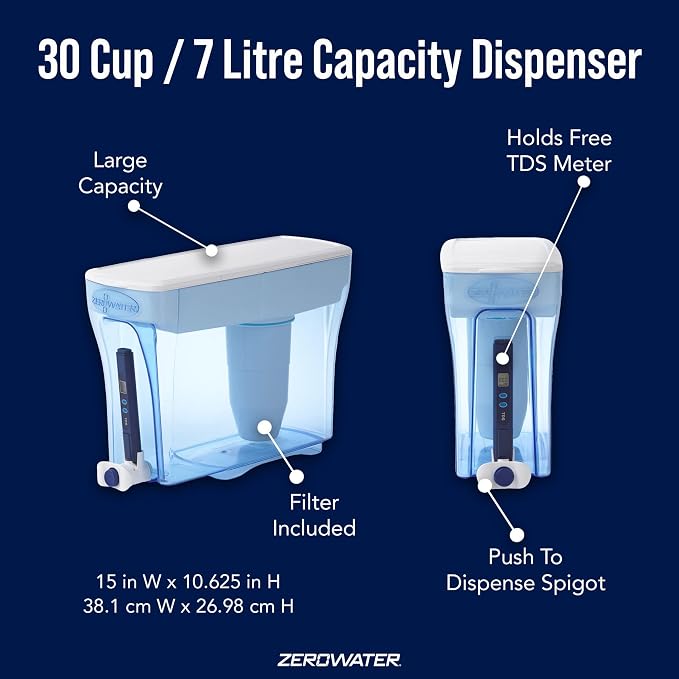 ZeroWater 30 Cup Ready-Pour 5-stage Water Filter Dispenser, NSF Certified To - Image 2