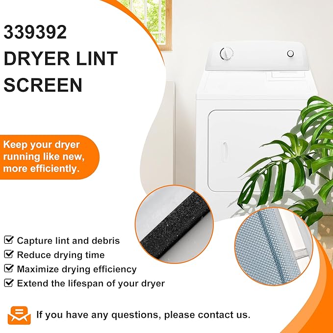 339392 Dryer Lint Filter Case Screen Replacement Compatible for Whirl-pool/Ken-more/Ro-per etc Replaces 339392V,337133,337451,339391,339392BULK by MIFLUS