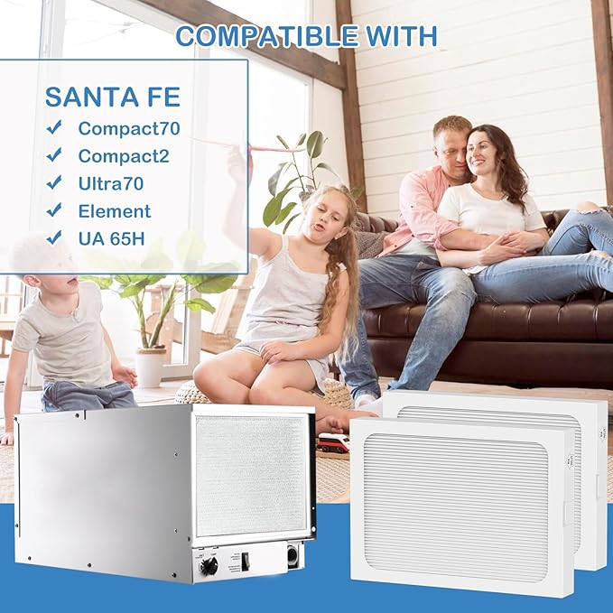 9 x 11 x 1 MERV 13 Replacement Dehumidifier Filter Compatible with Santa Fe Compact70, Ultra70, Element, Compact2, UA 65H dehumidifier Models, 2 Pack