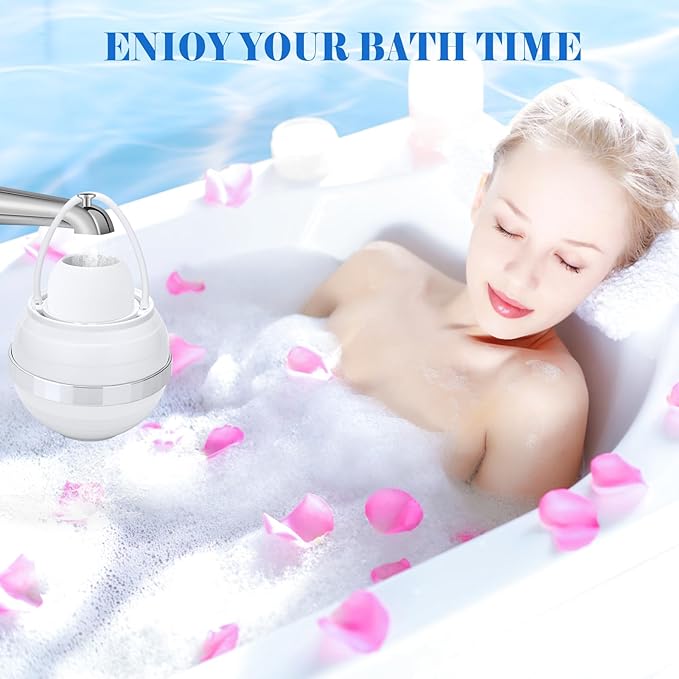 Bath Filter for Tub, Filter for Bathtub Bath Water Filter Removes Hundreds of Contaminants for Softer, Smoother Skin 2500 Gallons of Filtration, BPA Free