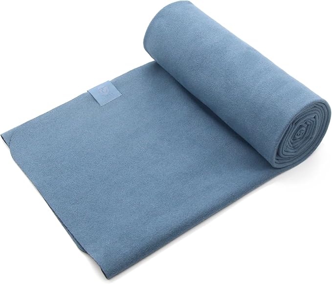 Eunzel Hot Yoga Towel, Super Absorbent Yoga Mat Towel Soft Suede Microfiber Non-Slip Towel for Bikram Pilates and Yoga Mats 72" x 26.5", Navy-FlexoryFit