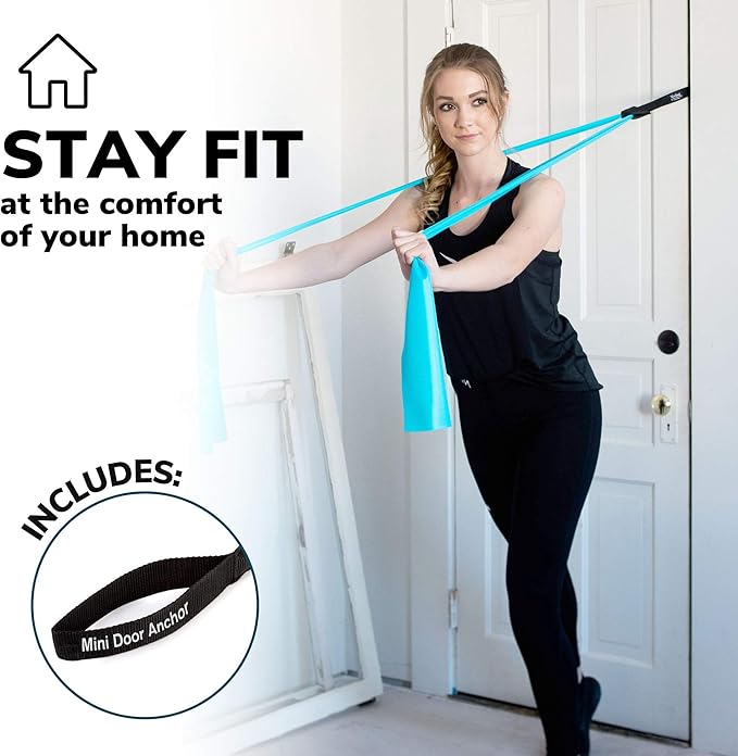 7Ft Long Resistance Bands for Stretching - Resistance Bands Set with Door Anchor - Exercise Bands Including Carry Pouch, E-Book & App - Latex-Free Workout Bands-FlexoryFit