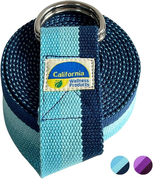 California Yoga Strap | Yoga Belt with Safe Adjustable D-Ring Buckle for Pilates | Stretching Strap | Exercise Bands | Physical Therapy | Improves Sitting Posture-FlexoryFit