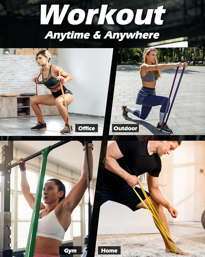 Zacro Resistance Bands, 6 Resistance Levels Pull Up Assistance Bands, Exercise Bands for Men&Women, Heavy Duty Resistance Band Set with Door Anchor, for Working Out, Muscle Training, Physical Therapy-FlexoryFit
