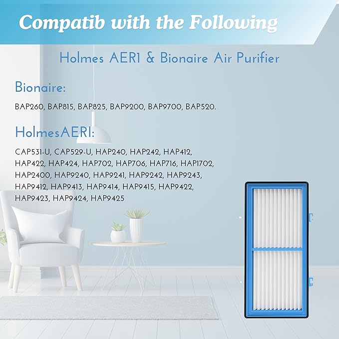 Nispira AER1 Filter Replacement for Holmes Air Purifier HAPF30AT HAP242-NUC Total Air True HEPA 1 Pack, 1.2 x 10 x 4.6 Inches