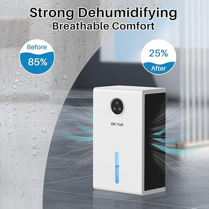 Dehumidifier, 95 oz dehumidifiers for home,1000 sq. ft Dehumidifiers for Bedroom with 7 Colors LED Light, Ultra Quiet & Auto Shut off dehumidifiers for basements Ideal for RV, Bathroom, Bedroom