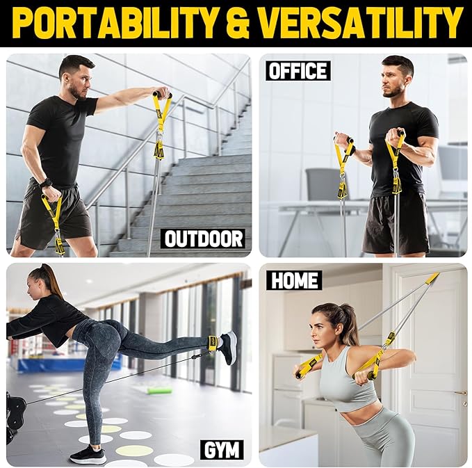 WALITO Resistance Bands Set - Exercise Bands with Handles, Door Anchor, Legs Ankle Straps, for Heavy Resistance Training, Physical Therapy, Muscle Training, Yoga, Home Workouts-FlexoryFit