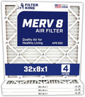 Filter King 32x8x1 Air Filter | 4-PACK | MERV 8 HVAC Pleated A/C Furnace Filters | MADE IN USA | Actual Size: 32 x 8 x .75"