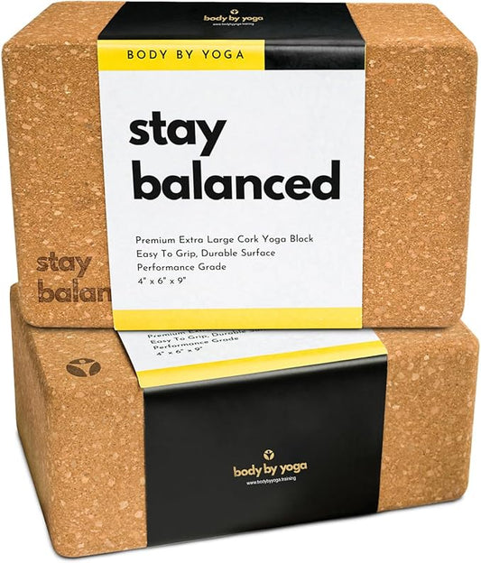 Premium Cork Yoga Blocks - Extra Large Yoga Block 2-Pack or Extra Tall 1-Pack for Inflexible Yogis | Natural, High-Density Cork for Superior Support & Stability | Optional Yoga Strap & Gift Box-FlexoryFit