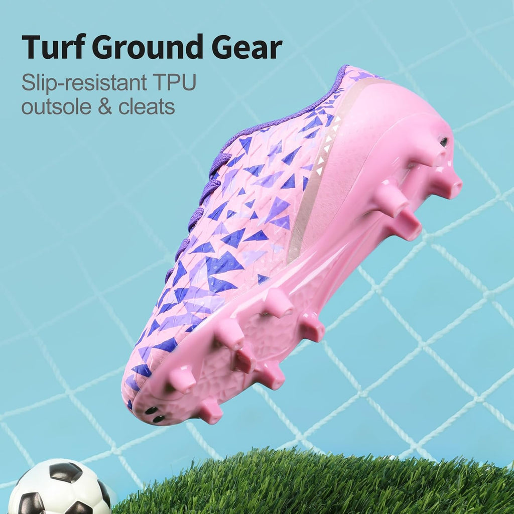 DREAM PAIRS Boys Girls Soccer Cleats Youth Firm Groud Athletic Outdoor Trainning Football Shoes for Little/Big Kid