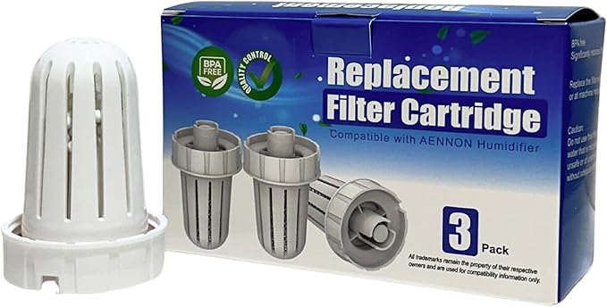 Nispira Mist Demineralization Cartridge Filter Replacement Compatible with Aennon Cool Mist Ultrasonic Humidifier | Prevents Mineral Deposit Hard Water White Dust | Pack of 3