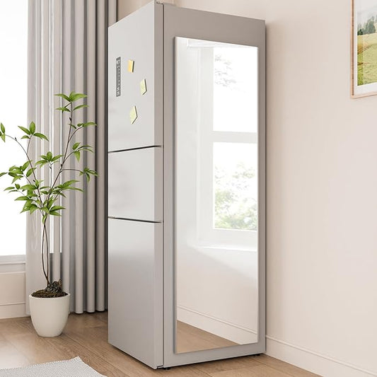 63"x20" Magnetic Mirror Lightweight Full-Length Mirror | Strong Adhesion, Easy Installation | Suitable for Refrigerators, Glass Walls, Wooden Doors, and More | 2.8LBS Ultra-Strong Support, White-FlexoryFit