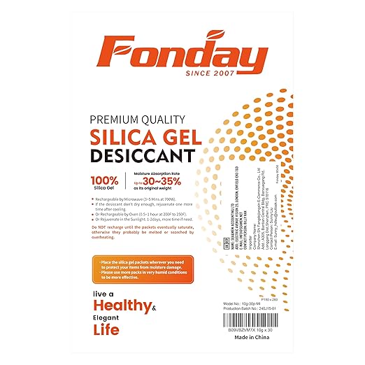 10Gram [30 Packets] Fonday Rechargeable Silica Gel Desiccant Packets Fast Reactivate Desiccant Bags Moisture Indicating Orange to Green