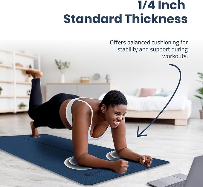 Extra Wide Yoga Mat for Men Women (72"L x 36"W) Non Slip Fitness & Exercise Mat with Alignment Marks for Yoga, Pilates, Floor Workouts-FlexoryFit