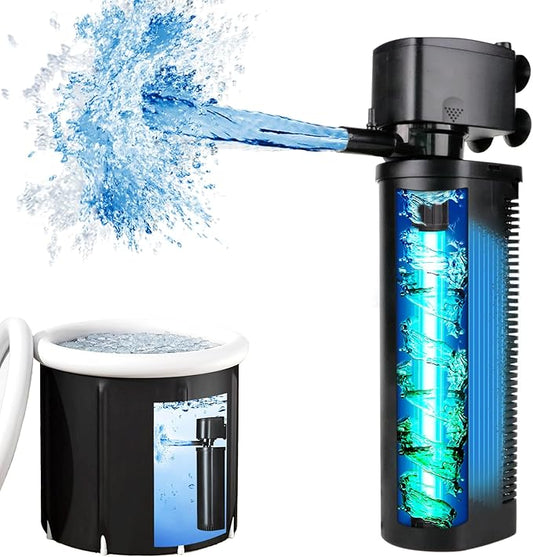 TARARIUM 600GPH Cold Plunge Filter Small Pool Filter for Up to 1000 Gal Ice Bath Hot Tub Cloudy Water Cleaner with Green Clean Machine fof Cold Pod