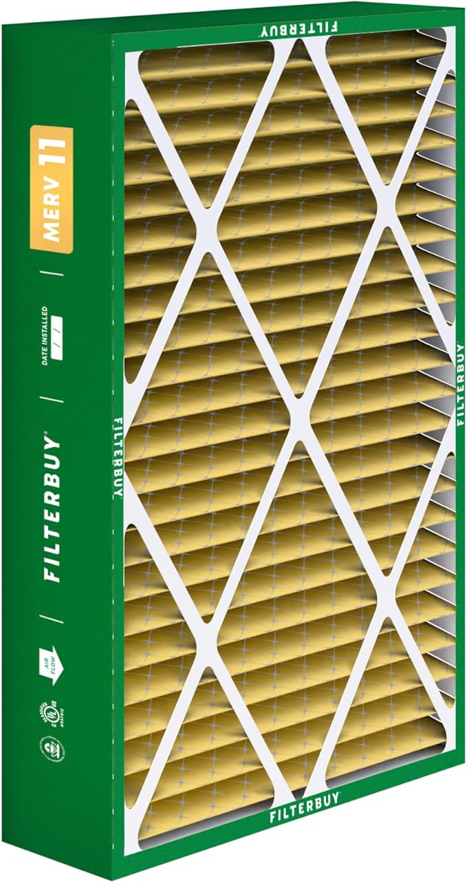 Filterbuy 16x25x5 Air Filter MERV 11 Allergen Defense (2-Pack), Pleated HVAC AC Furnace Air Filters for Amana, Coleman, Goodman, Maytag, York, and More (Actual Size: 15.38 x 25.50 x 5.25 Inches)