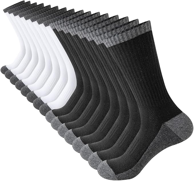 JOYNÉE 8 Pairs Mens Breathable Athletic Crew Socks Arch Support Cushioned Socks for Hiking Sports Running,Sock Size:10-13-FlexoryFit