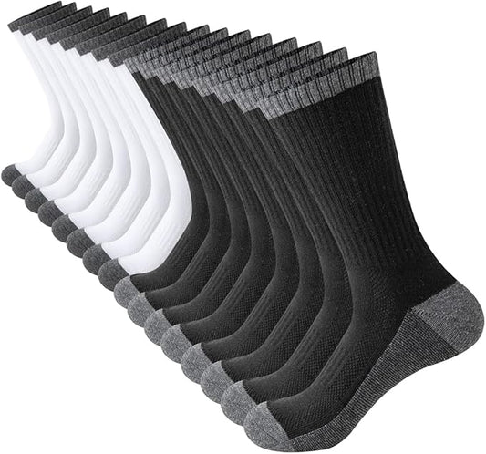 JOYNÉE 8 Pairs Mens Breathable Athletic Crew Socks Arch Support Cushioned Socks for Hiking Sports Running,Sock Size:10-13-FlexoryFit