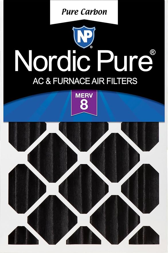 Nordic Pure 16x25x4 Pure Carbon Pleated Odor Reduction Merv 8 Furnace Filter 1 by NordicPure