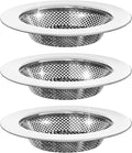 Sink Drain Strainer, Stainless Steel Kitchen Sink Drain Strainer, Dishwasher Safe, Sink Strainer Outer Diameter 4.4 Inch/11.2cm, Inner Diameter 3 Inch/7.6cm, Set of 3 Kitchen Sink Strainer