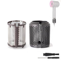 Hair Dryer Inner Filter + Outer Filter Cage Replacement for Dyson Hair Dryer HD01 HD03 HD08 Models, Hair Dryer Filter Mesh Filter Cover Cap Replacement Parts (Metallic Grey)