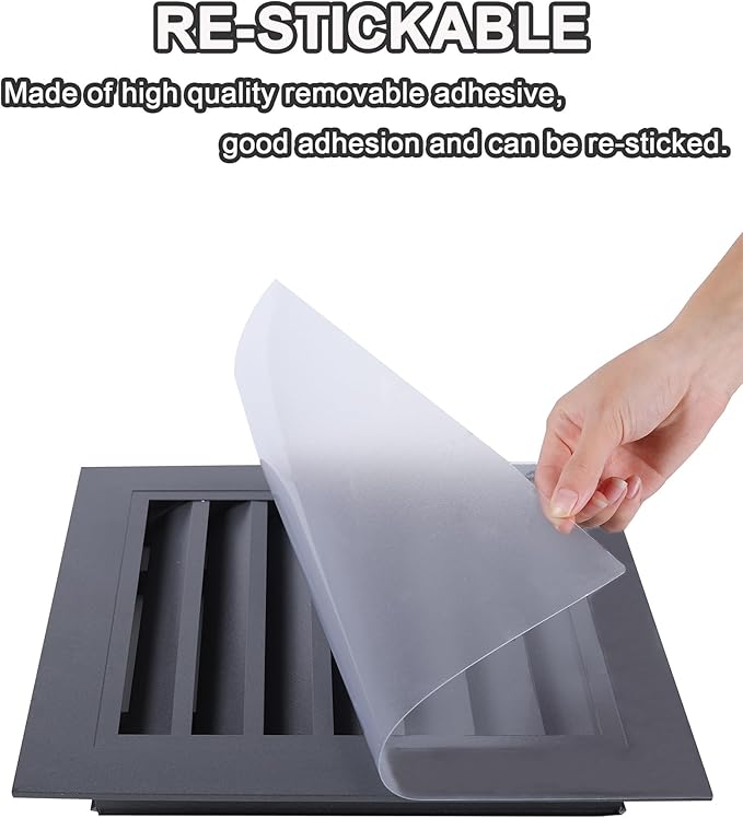 4 Pack PET Vent Covers with Nano Adhesive, 12" X 12" for Floor, Wall, Ceiling Vents and Air Registers, for RV, Home, Office AC Vents, Non-Magnetic, Fits on Plastic, Wood, Iron, Aluminum Vent Covers
