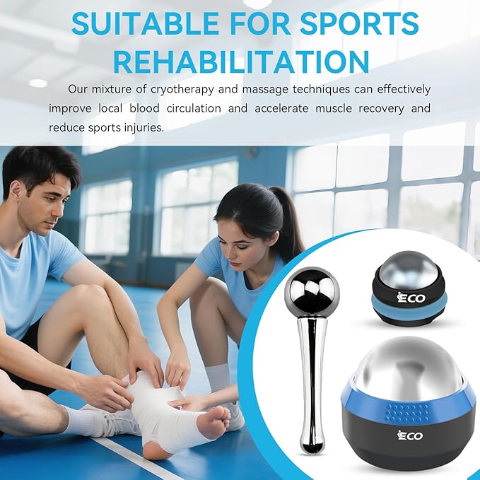 iECO Cryosphere Cold Massage Roller Ball – Ice Cold and Hot for Deep Tissue and Sore Muscle Relief of Stiffness and Stress, Body, Neck, Back, Foot, Plantar Fasciitis, Gifts for Him-FlexoryFit